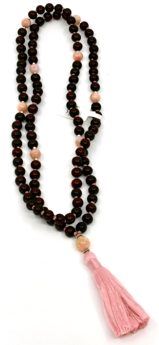 Heilstein-Mala Rosenholz Pink Opal